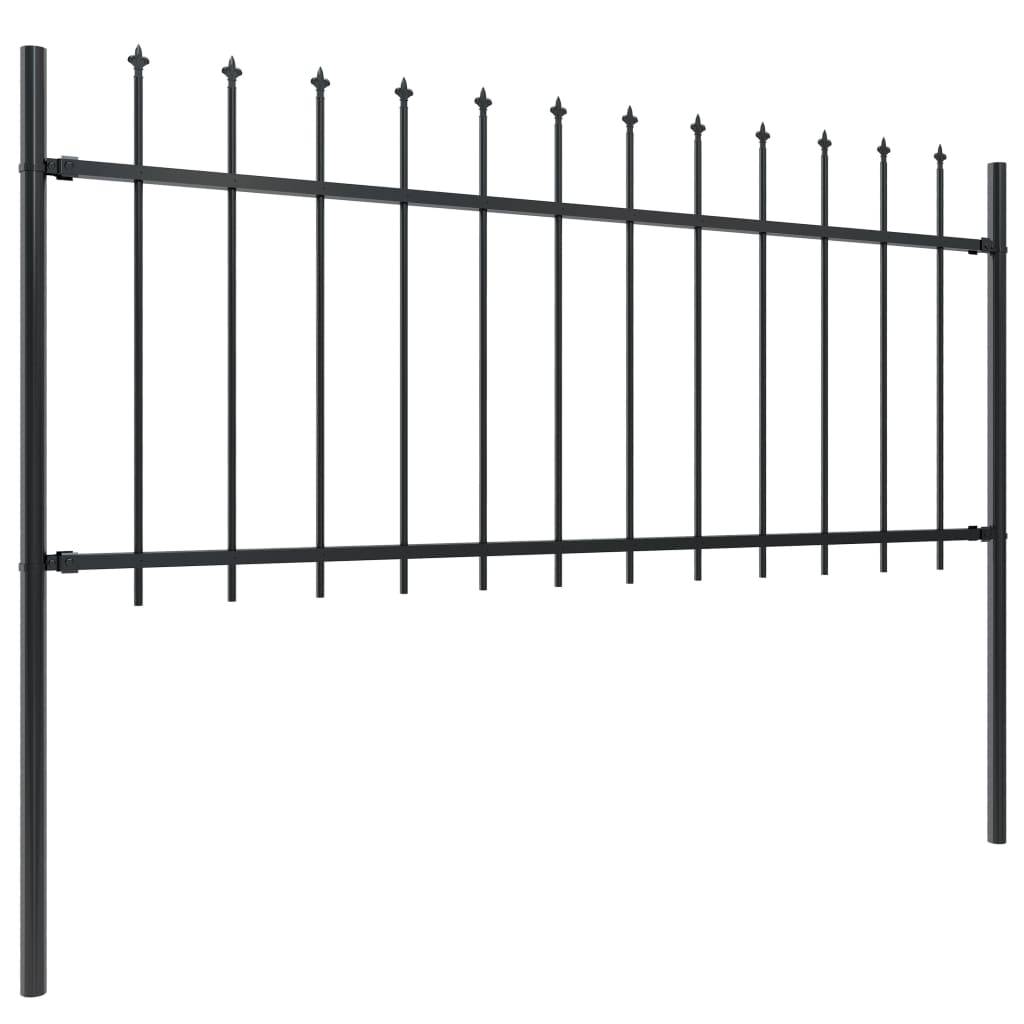 vidaXL Gartenzaun mit Speerspitzen Stahl 8,5 x 0,8 m Schwarz