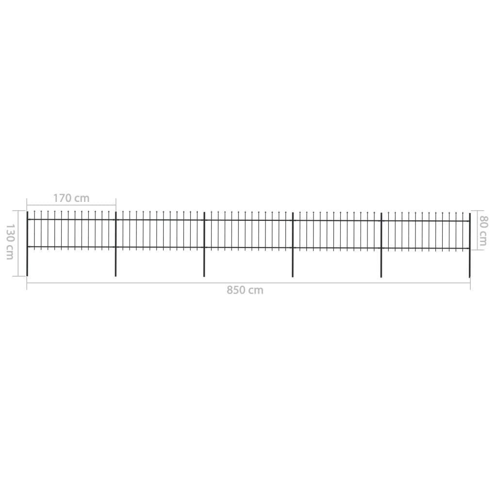 vidaXL Gartenzaun mit Speerspitzen Stahl 8,5 x 0,8 m Schwarz