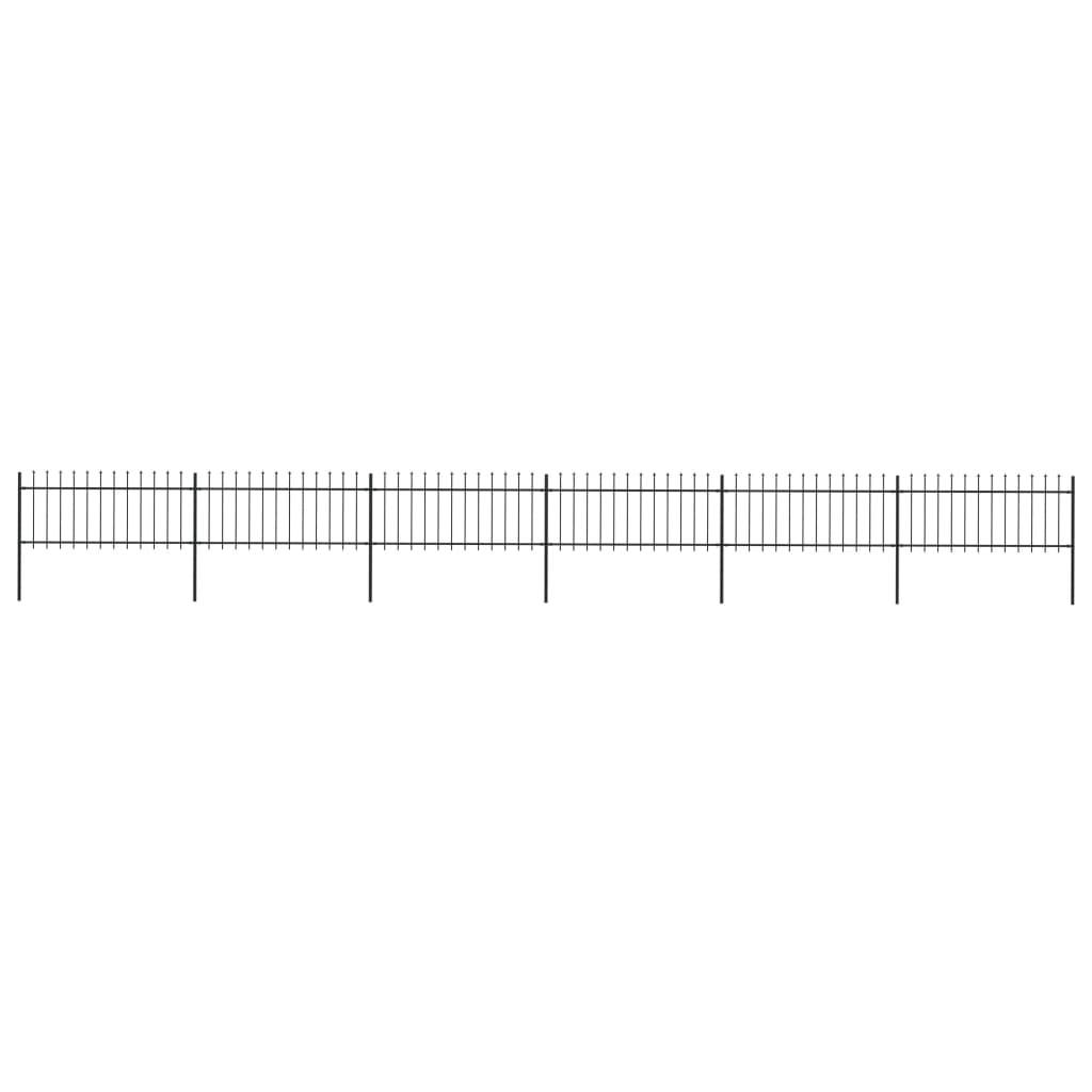 vidaXL Gartenzaun mit Speerspitzen Stahl 10,2 x 0,8 m Schwarz