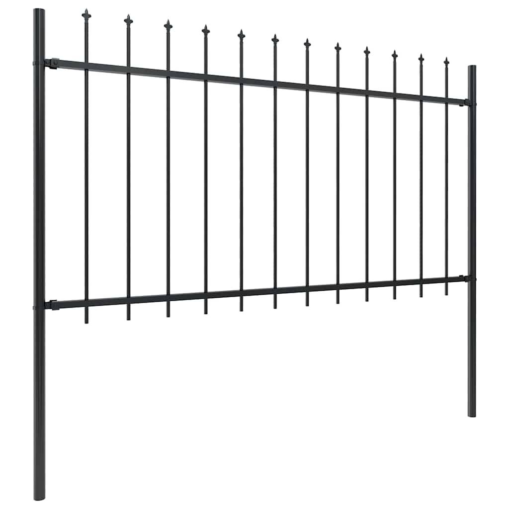 vidaXL Gartenzaun mit Speerspitzen Stahl 10,2 x 1 m Schwarz