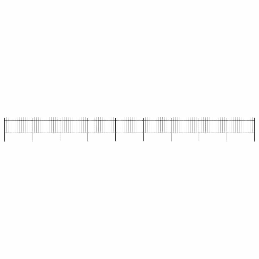 vidaXL Gartenzaun mit Speerspitzen Stahl 15,3 x 1 m Schwarz