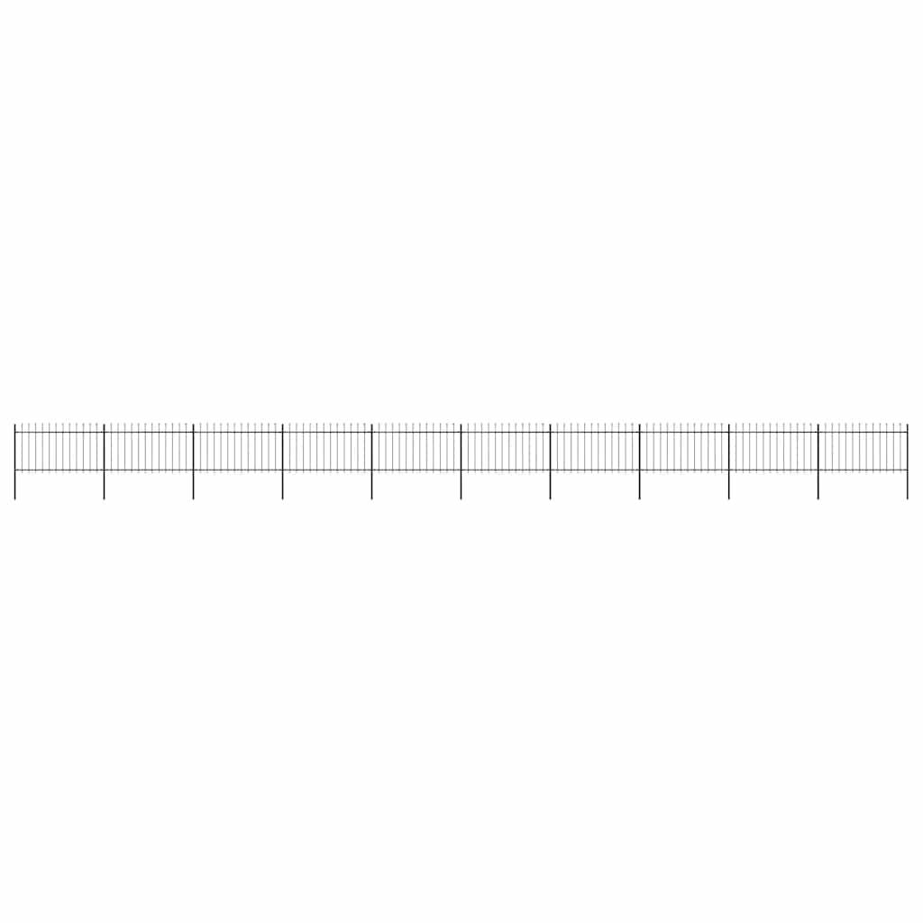 vidaXL Gartenzaun mit Speerspitzen Stahl 17 x 1 m Schwarz