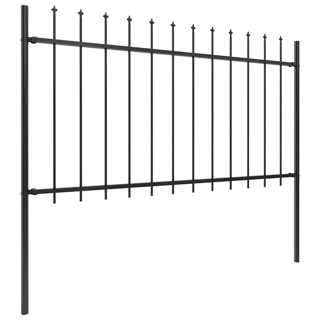 vidaXL Gartenzaun mit Speerspitzen Stahl 17 x 1 m Schwarz
