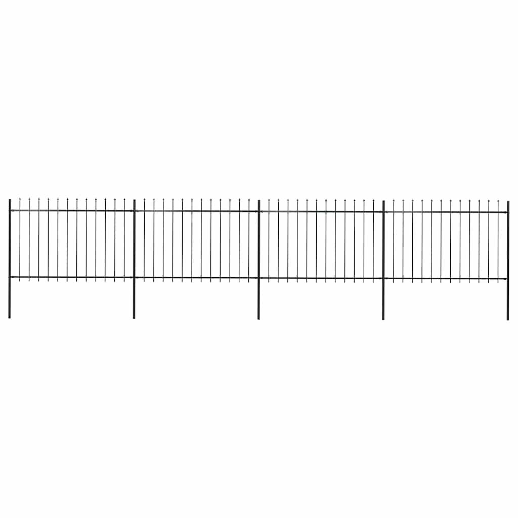 vidaXL Gartenzaun mit Speerspitzen Stahl 6,8 x 1,2 m Schwarz