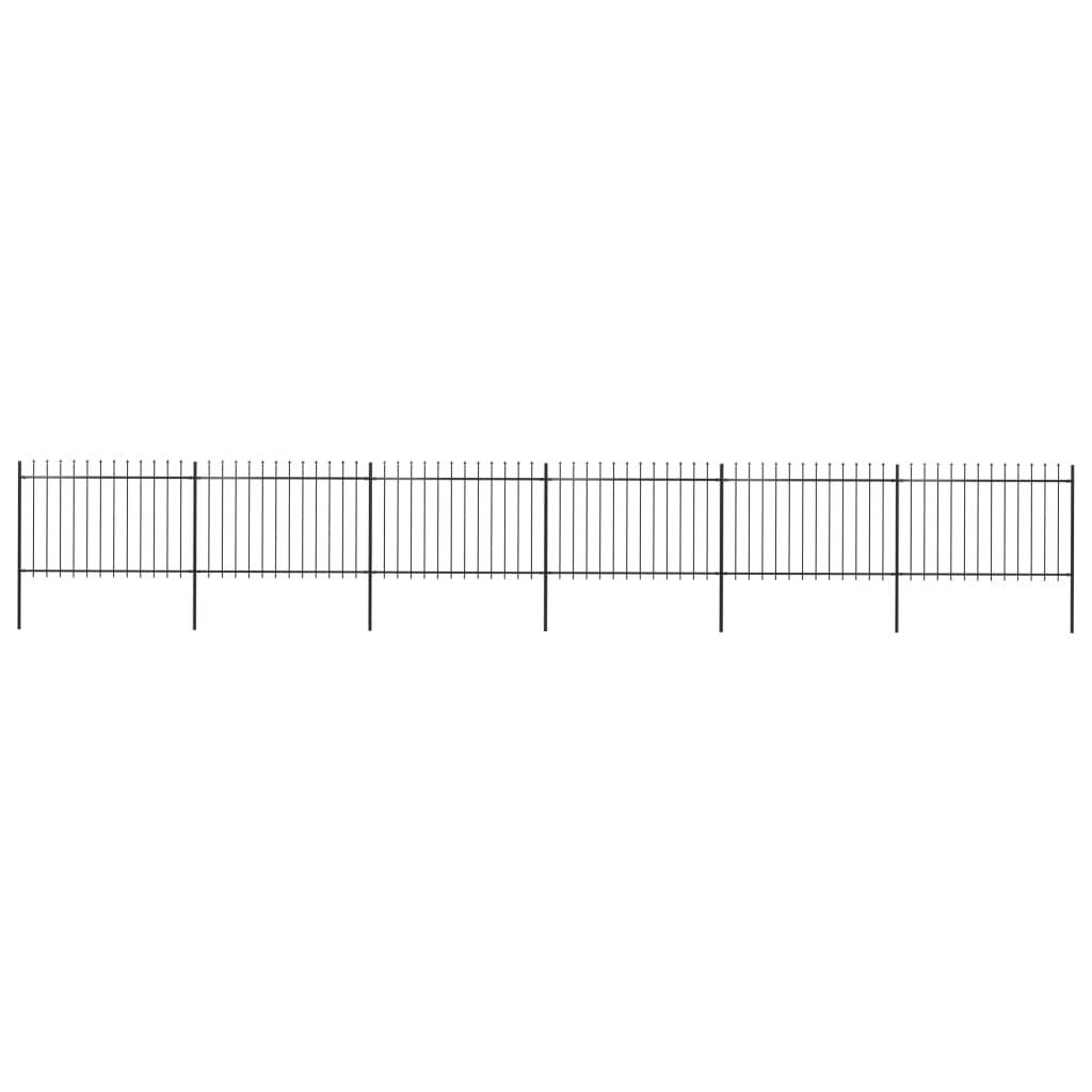 vidaXL Gartenzaun mit Speerspitzen Stahl 10,2 x 1,2 m Schwarz