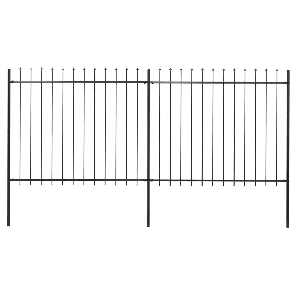 vidaXL Gartenzaun mit Speerspitzen Stahl 3,4 x 1,5 m Schwarz