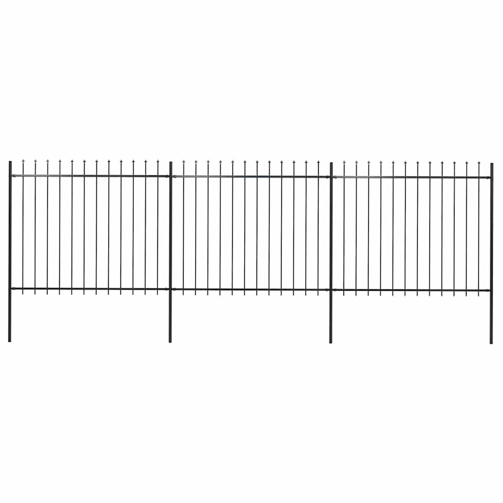 vidaXL Gartenzaun mit Speerspitzen Stahl 5,1 x 1,5 m Schwarz