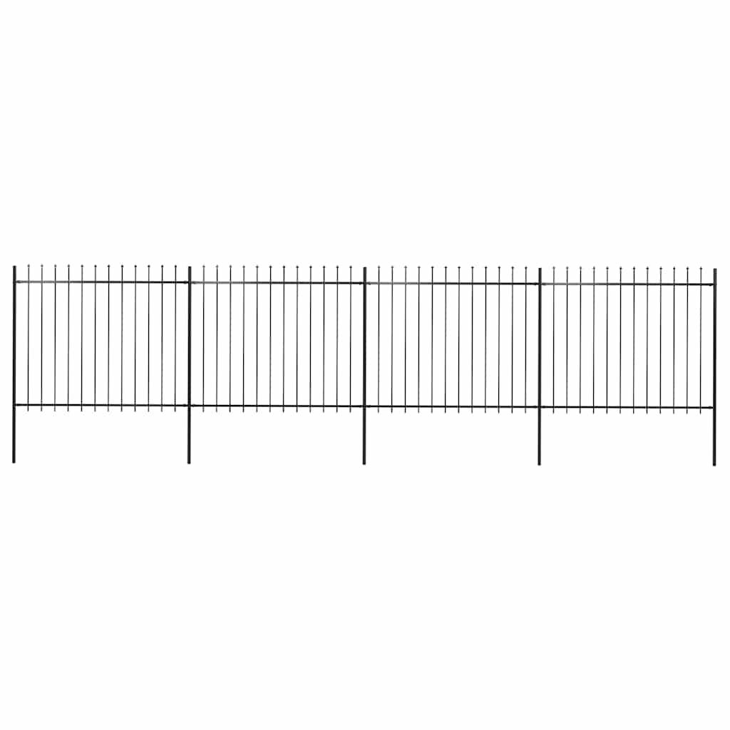 vidaXL Gartenzaun mit Speerspitzen Stahl 6,8 x 1,5 m Schwarz