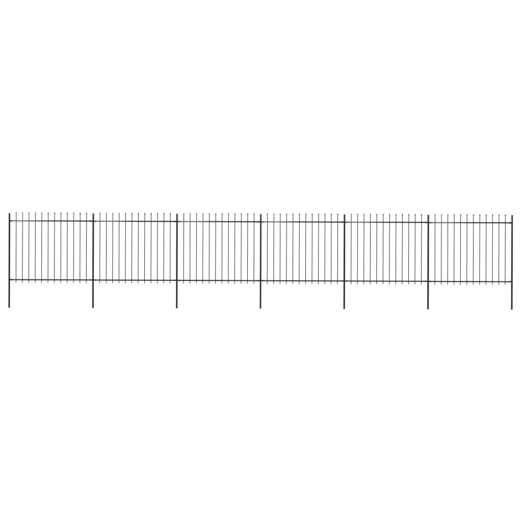 vidaXL Gartenzaun mit Speerspitzen Stahl 10,2 x 1,5 m Schwarz