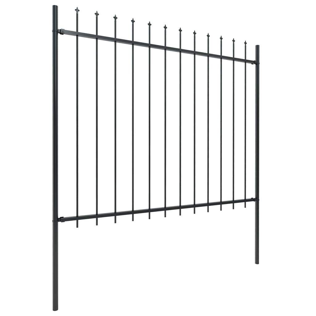 vidaXL Gartenzaun mit Speerspitzen Stahl 5,1 x 1,5 m Schwarz
