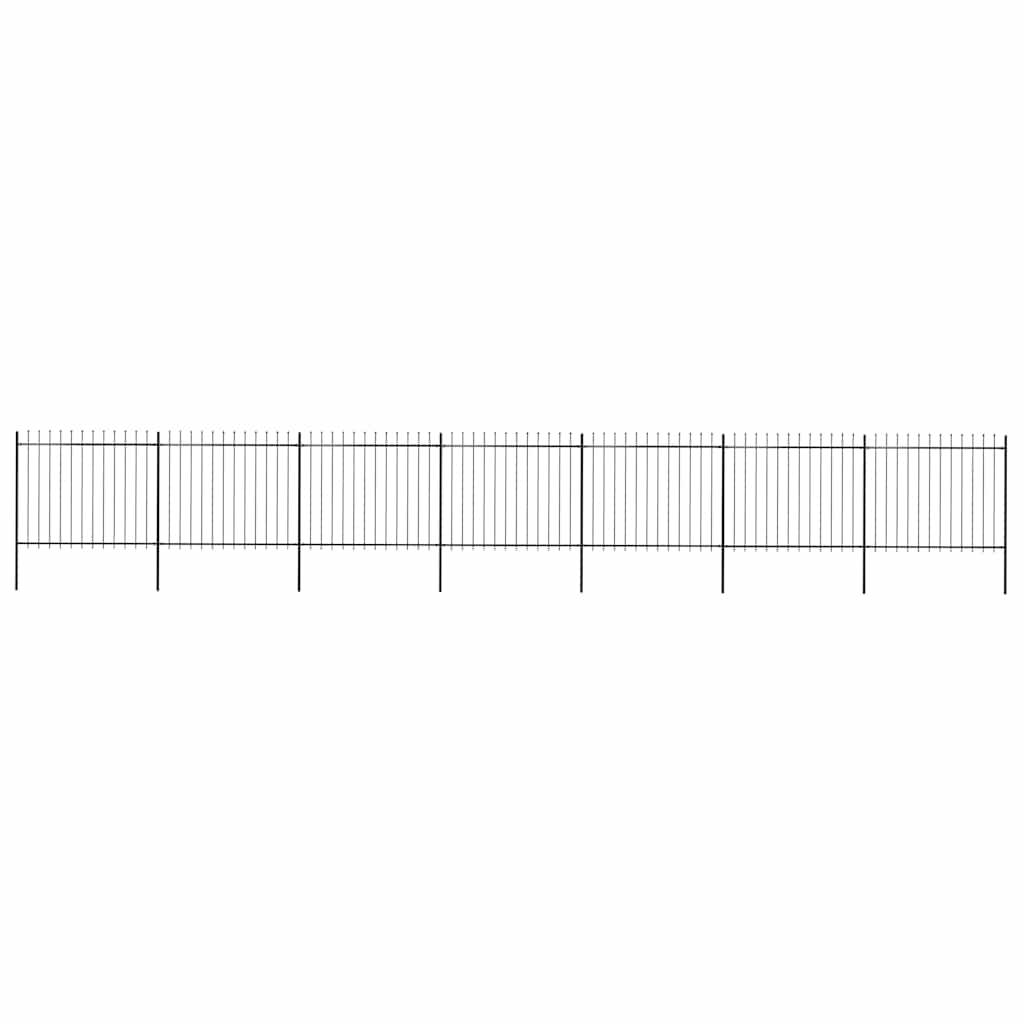vidaXL Gartenzaun mit Speerspitzen Stahl 11,9 x 1,5 m Schwarz