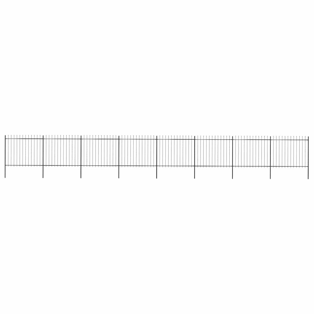 vidaXL Gartenzaun mit Speerspitzen Stahl 13,6 x 1,5 m Schwarz