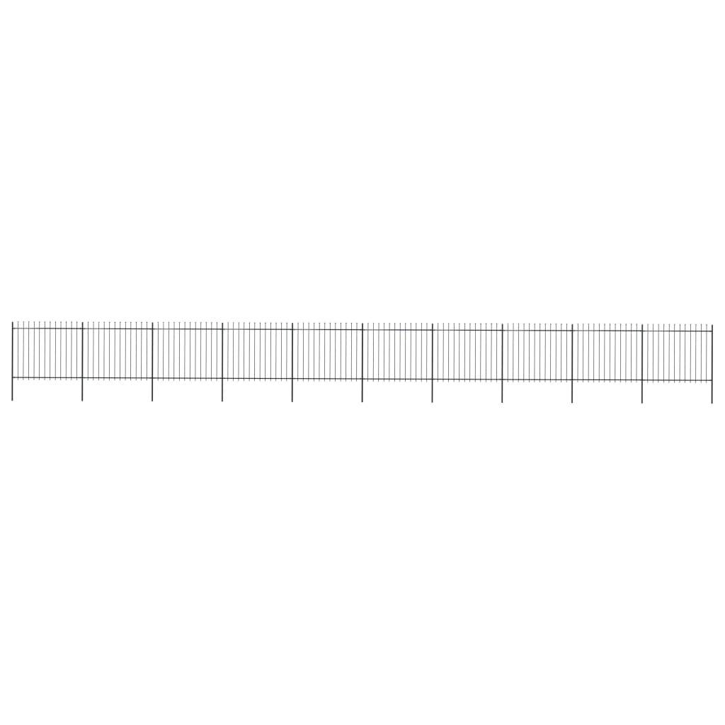 vidaXL Gartenzaun mit Speerspitzen Stahl 17 x 1,5 m Schwarz