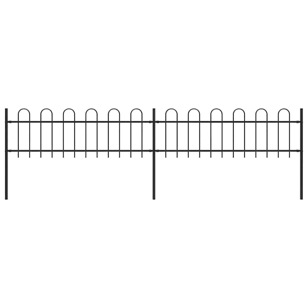 vidaXL Gartenzaun mit Bügel-Design Stahl 3,4 x 0,6 m Schwarz
