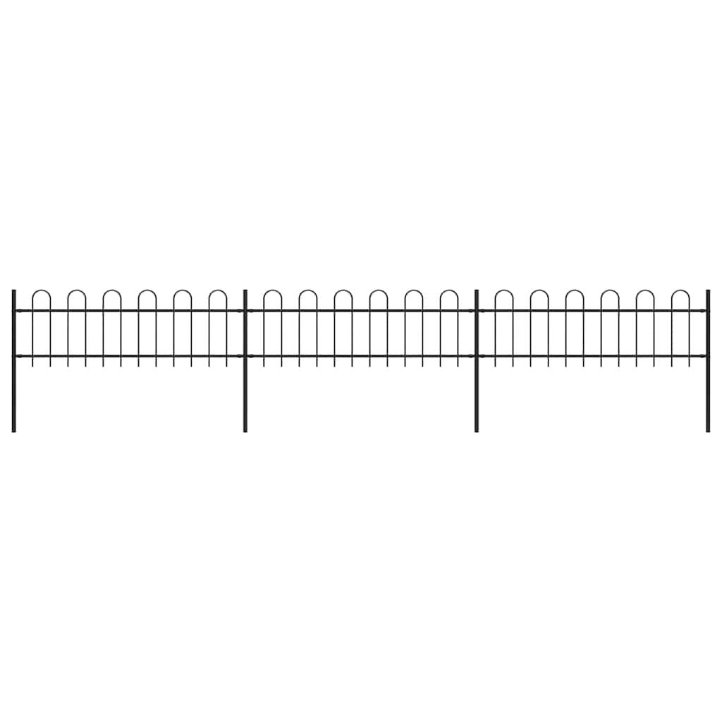 vidaXL Gartenzaun mit Bügel-Design Stahl 5,1 x 0,6 m Schwarz