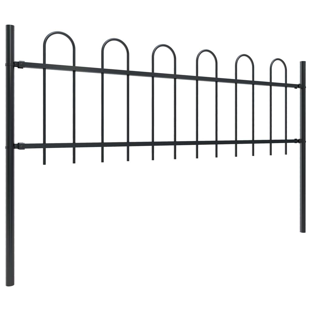vidaXL Gartenzaun mit Bügel-Design Stahl 3,4 x 0,6 m Schwarz
