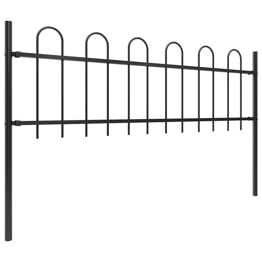 vidaXL Gartenzaun mit Bügel-Design Stahl 11,9 x 0,6 m Schwarz