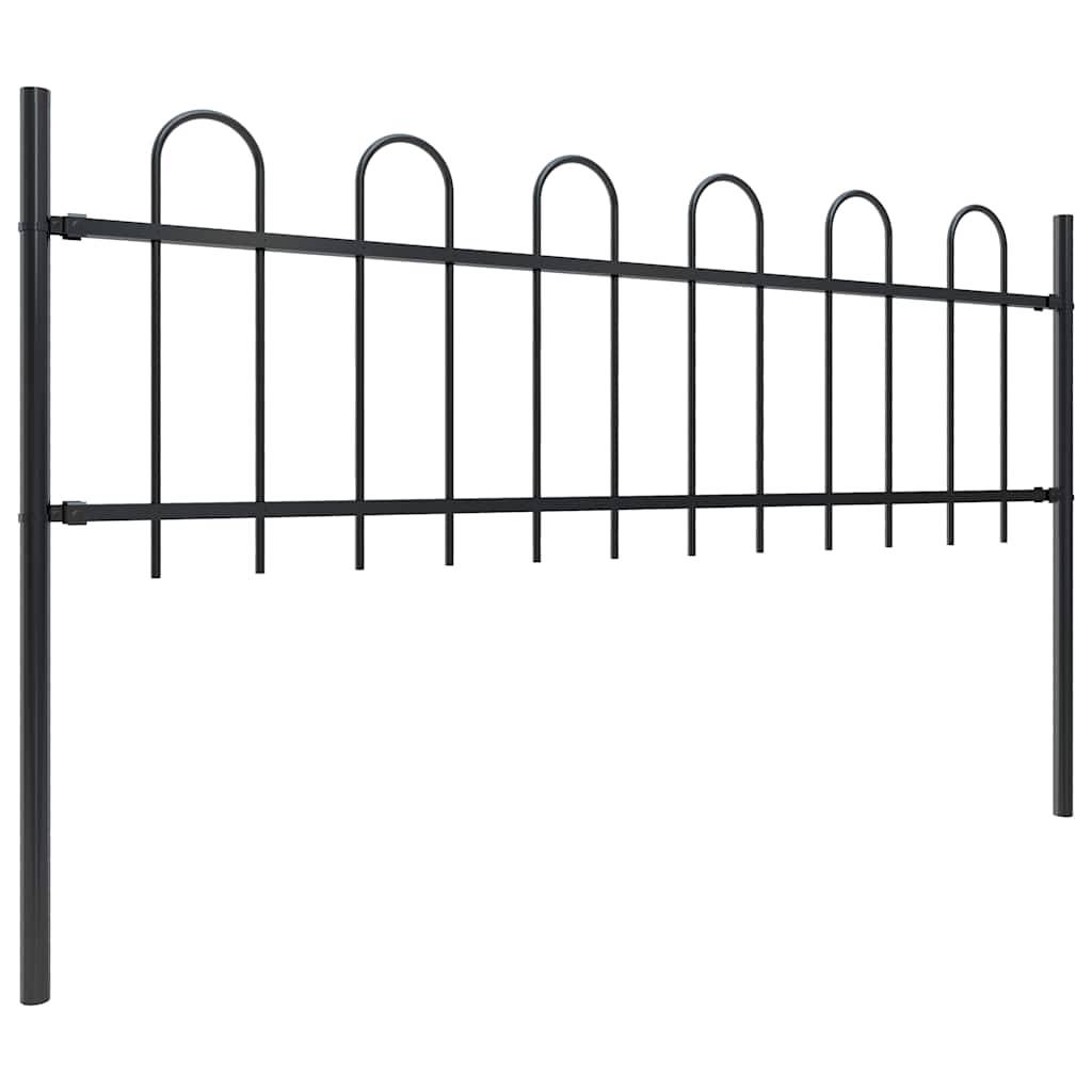 vidaXL Gartenzaun mit Bügel-Design Stahl 5,1 x 0,6 m Schwarz
