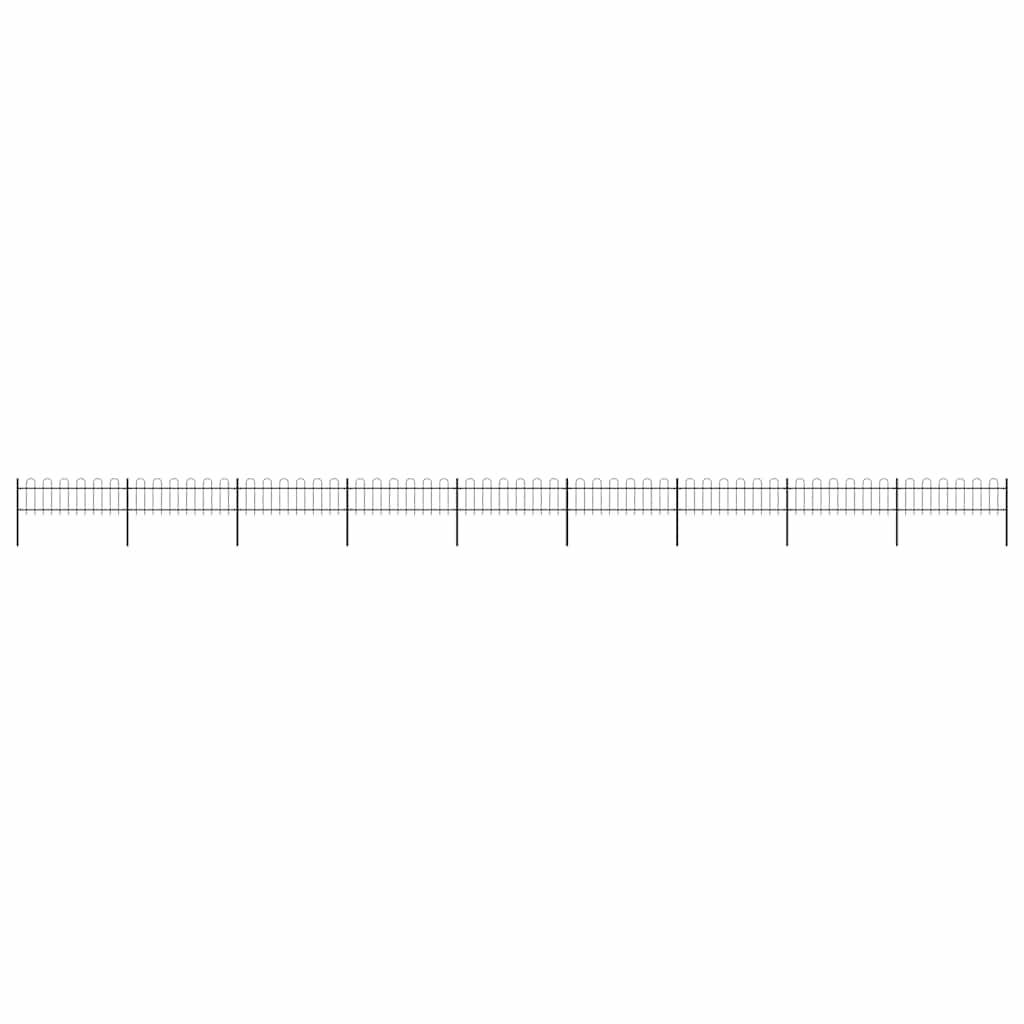 vidaXL Gartenzaun mit Bügel-Design Stahl 15,3 x 0,6 m Schwarz