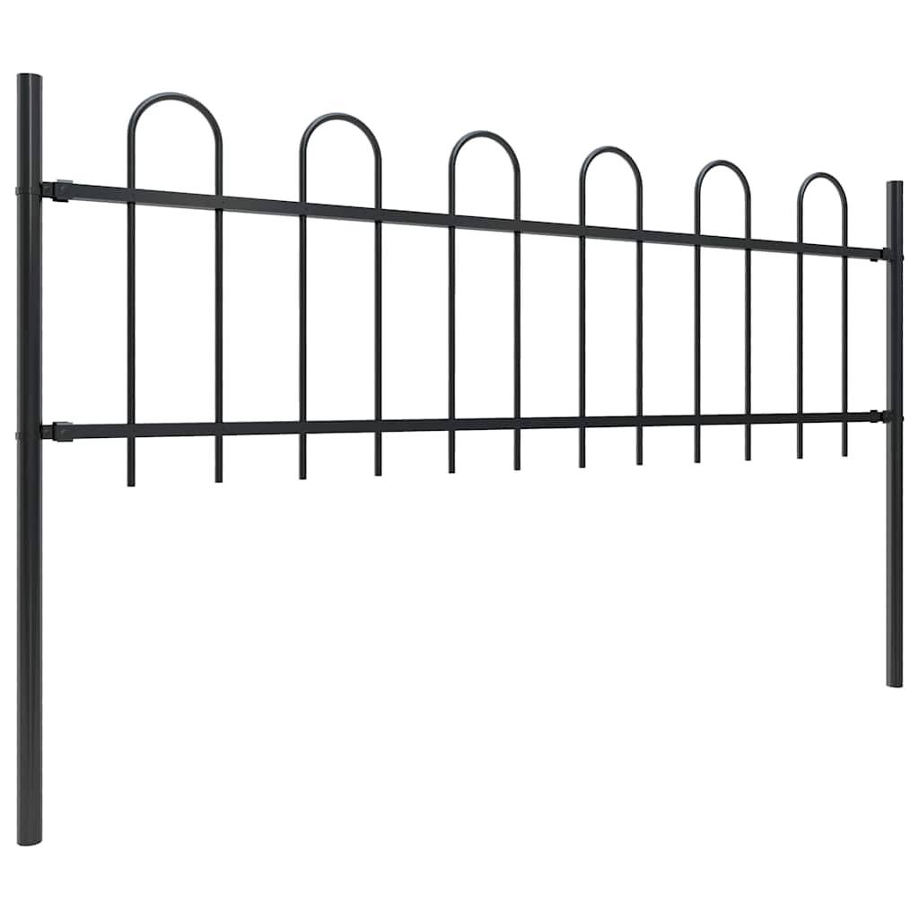vidaXL Gartenzaun mit Bügel-Design Stahl 15,3 x 0,6 m Schwarz