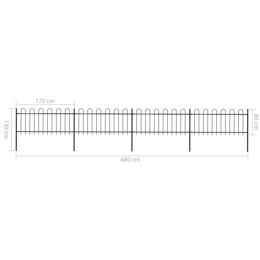 vidaXL Gartenzaun mit Bügel-Design Stahl 6,8 x 0,8 m Schwarz
