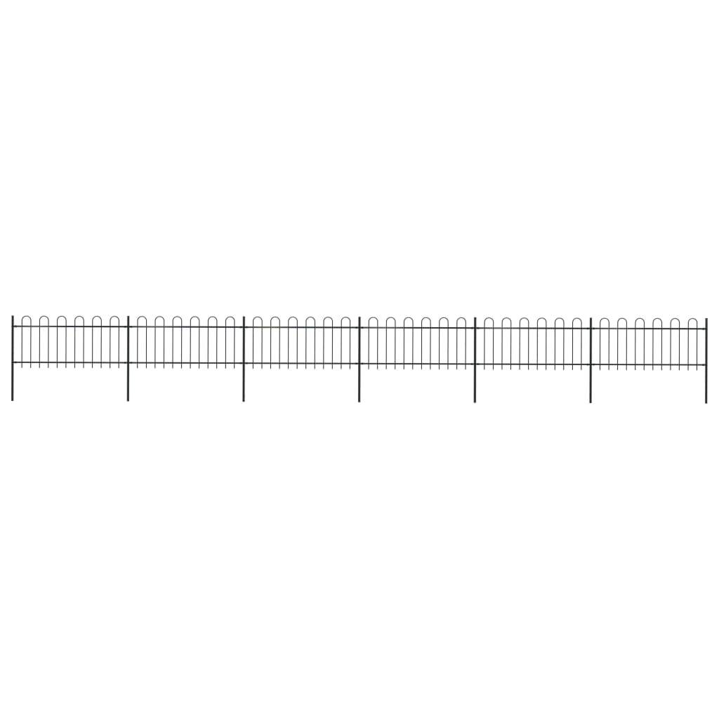 vidaXL Gartenzaun mit Bügel-Design Stahl 10,2 x 0,8 m Schwarz