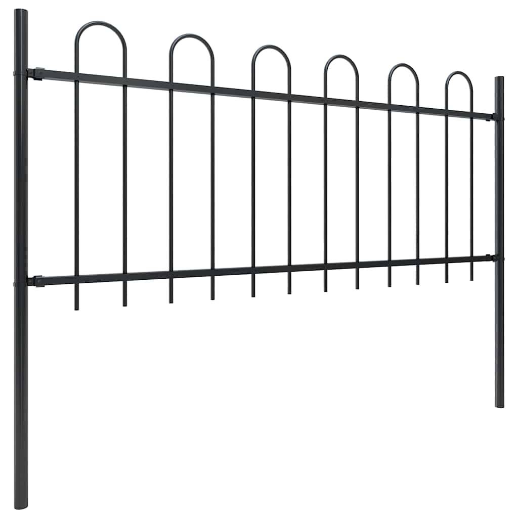 vidaXL Gartenzaun mit Bügel-Design Stahl 11,9 x 0,8 m Schwarz