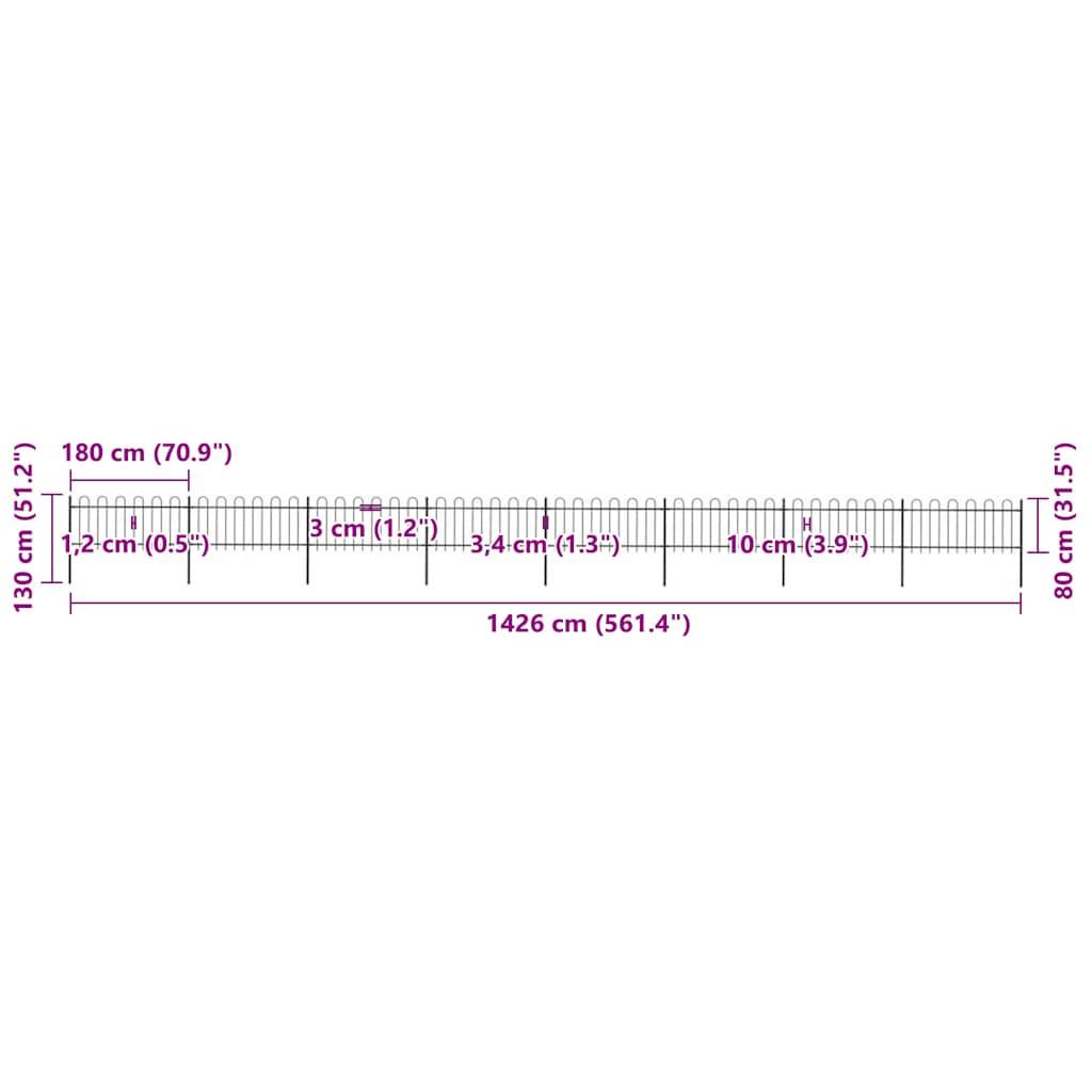 vidaXL Gartenzaun mit Bügel-Design Stahl 13,6 x 0,8 m Schwarz