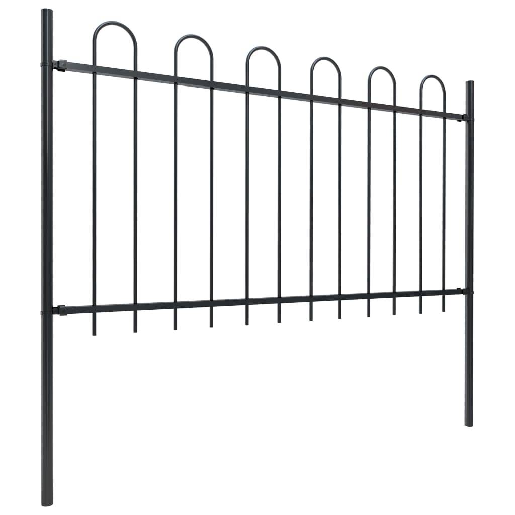 vidaXL Gartenzaun mit Bügel-Design Stahl 15,3 x 1 m Schwarz