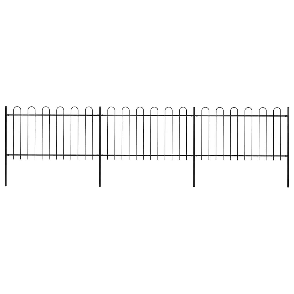 vidaXL Gartenzaun mit Bügel-Design Stahl 5,1 x 1 m Schwarz