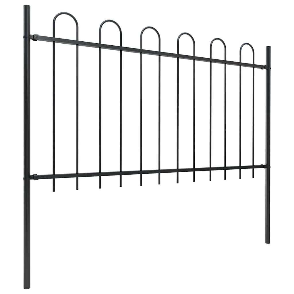 vidaXL Gartenzaun mit Bügel-Design Stahl 5,1 x 1 m Schwarz