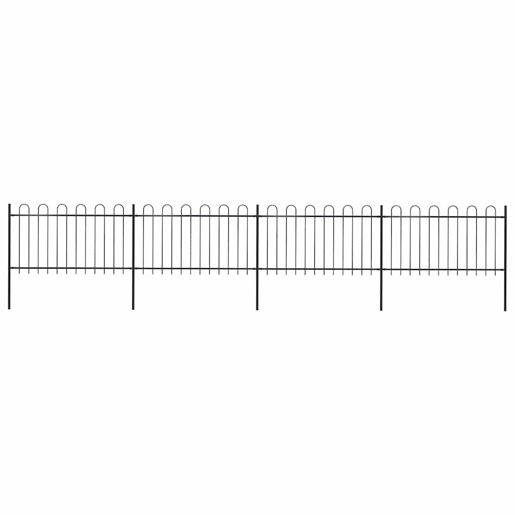 vidaXL Gartenzaun mit Bügel-Design Stahl 6,8 x 1 m Schwarz