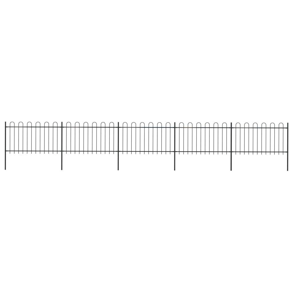 vidaXL Gartenzaun mit Bügel-Design Stahl 8,5 x 1 m Schwarz