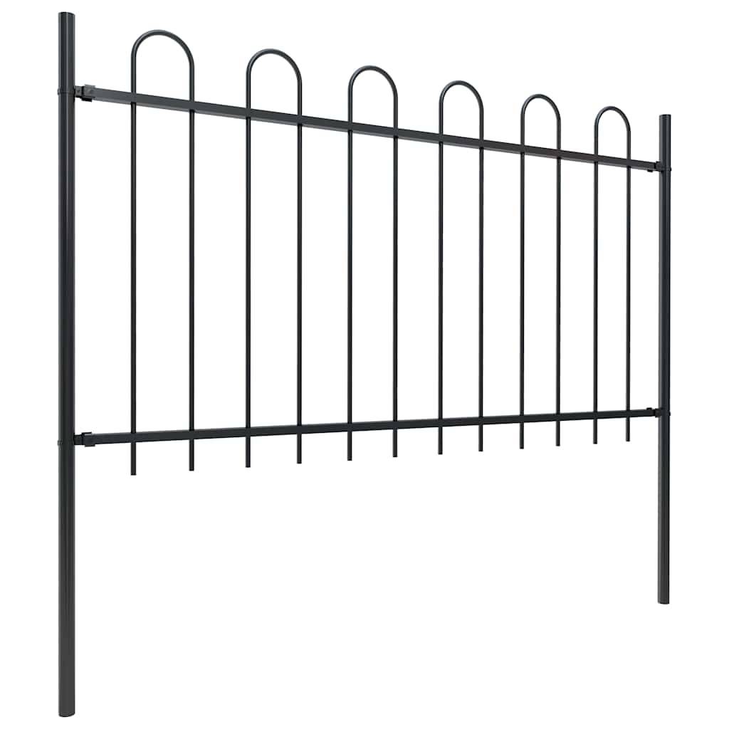 vidaXL Gartenzaun mit Bügel-Design Stahl 8,5 x 1 m Schwarz