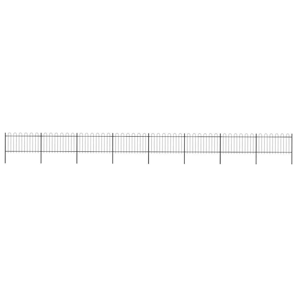 vidaXL Gartenzaun mit Bügel-Design Stahl 13,6 x 1 m Schwarz