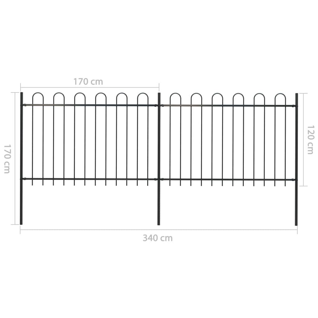 vidaXL Gartenzaun mit Bügel-Design Stahl 3,4 x 1,2 m Schwarz