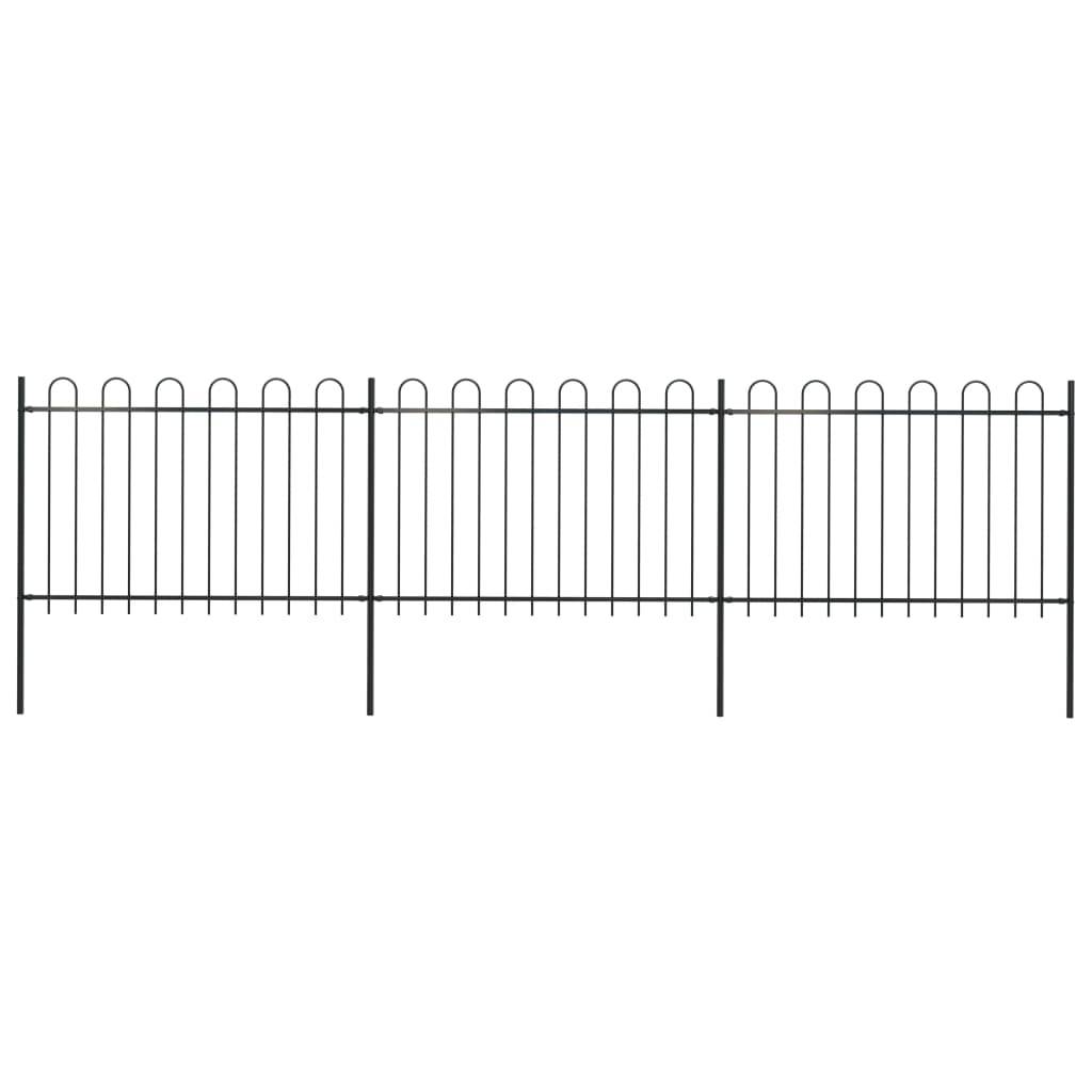 vidaXL Gartenzaun mit Bügel-Design Stahl 5,1 x 1,2 m Schwarz