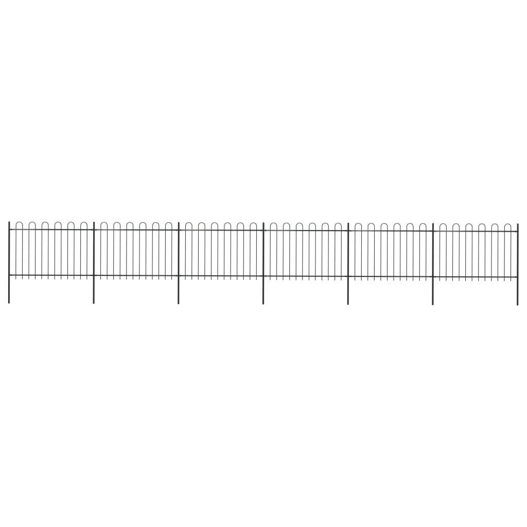 vidaXL Gartenzaun mit Bügel-Design Stahl 10,2 x 1,2 m Schwarz
