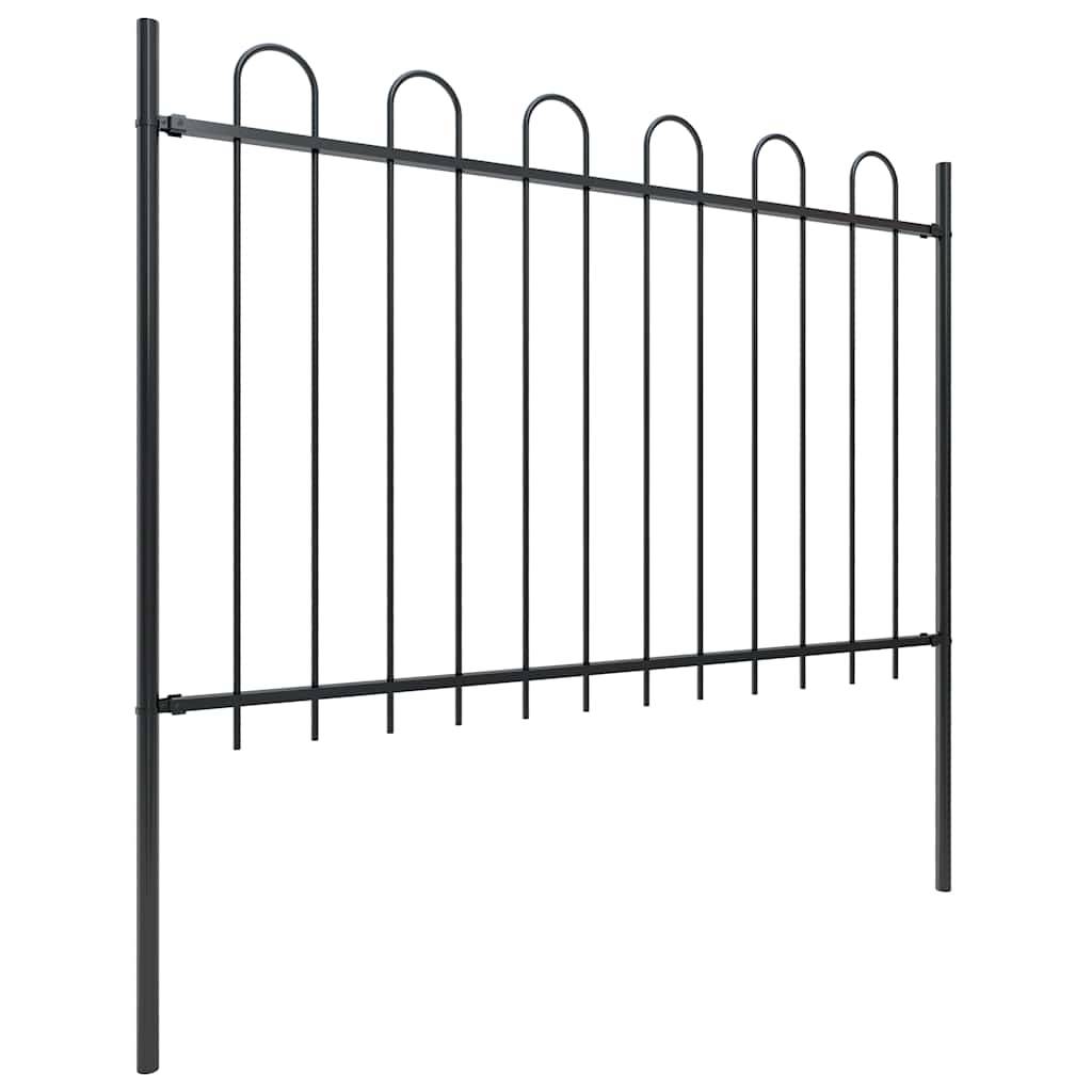 vidaXL Gartenzaun mit Bügel-Design Stahl 10,2 x 1,2 m Schwarz