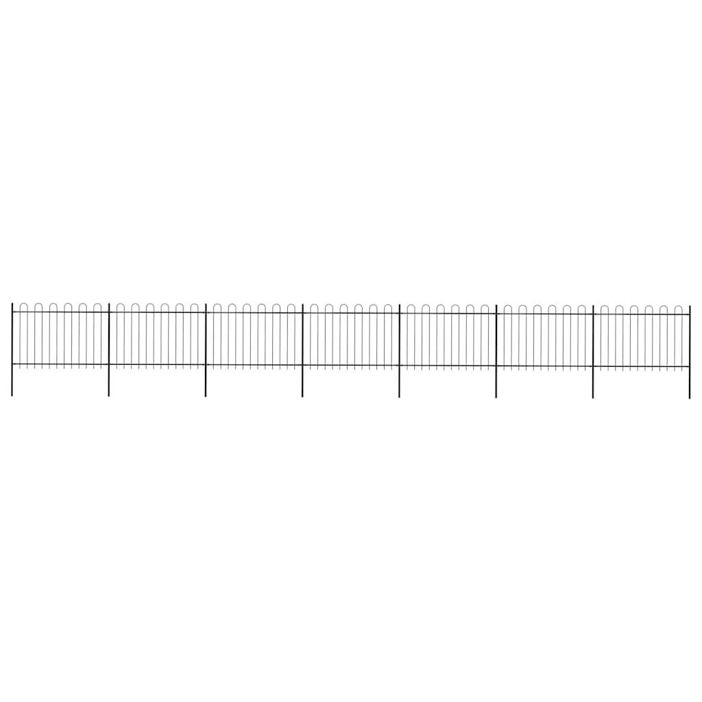 vidaXL Gartenzaun mit Bügel-Design Stahl 11,9 x 1,2 m Schwarz