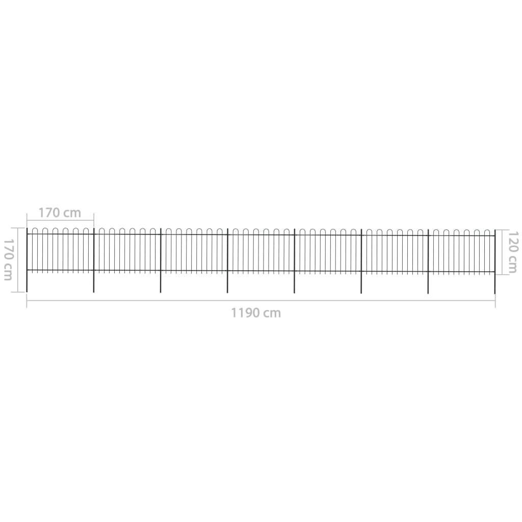 vidaXL Gartenzaun mit Bügel-Design Stahl 11,9 x 1,2 m Schwarz