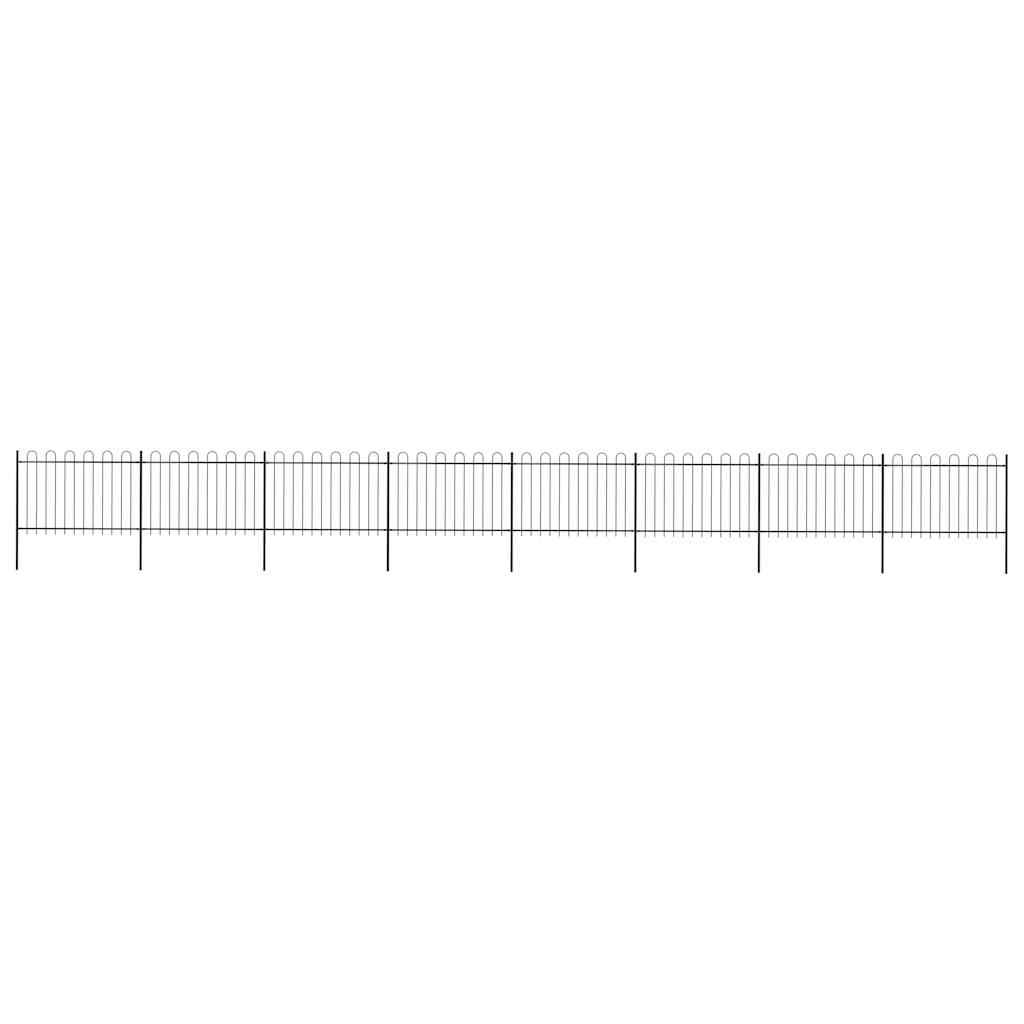 vidaXL Gartenzaun mit Bügel-Design Stahl 13,6 x 1,2 m Schwarz