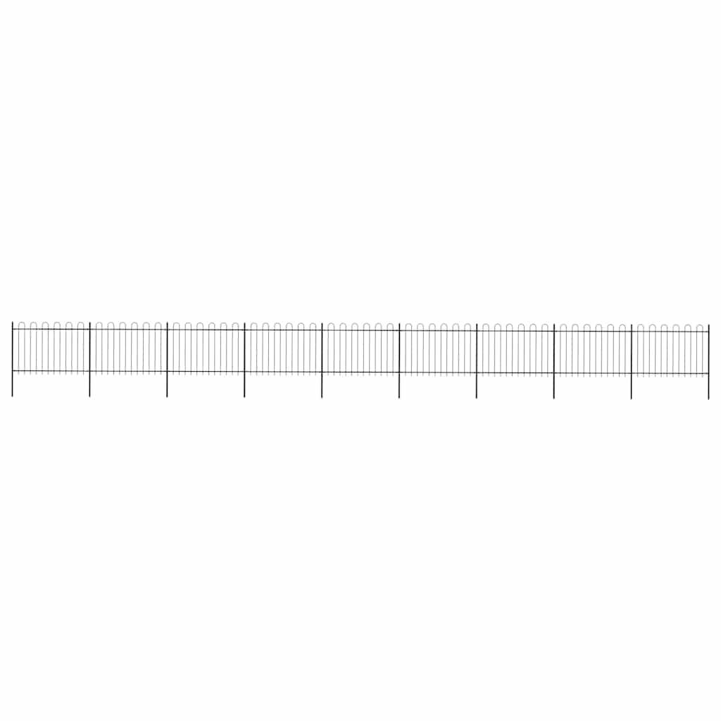 vidaXL Gartenzaun mit Bügel-Design Stahl 15,3 x 1,2 m Schwarz