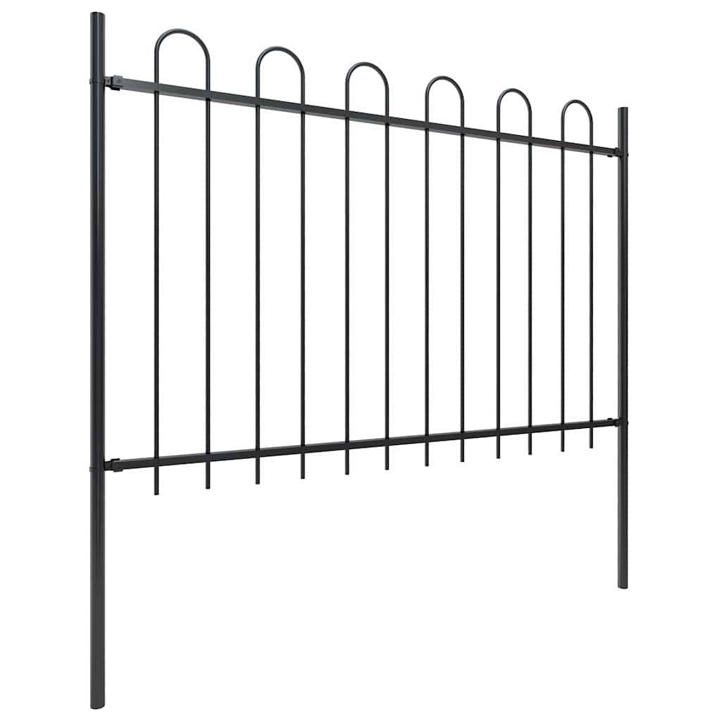vidaXL Gartenzaun mit Bügel-Design Stahl 17 x 1,2 m Schwarz