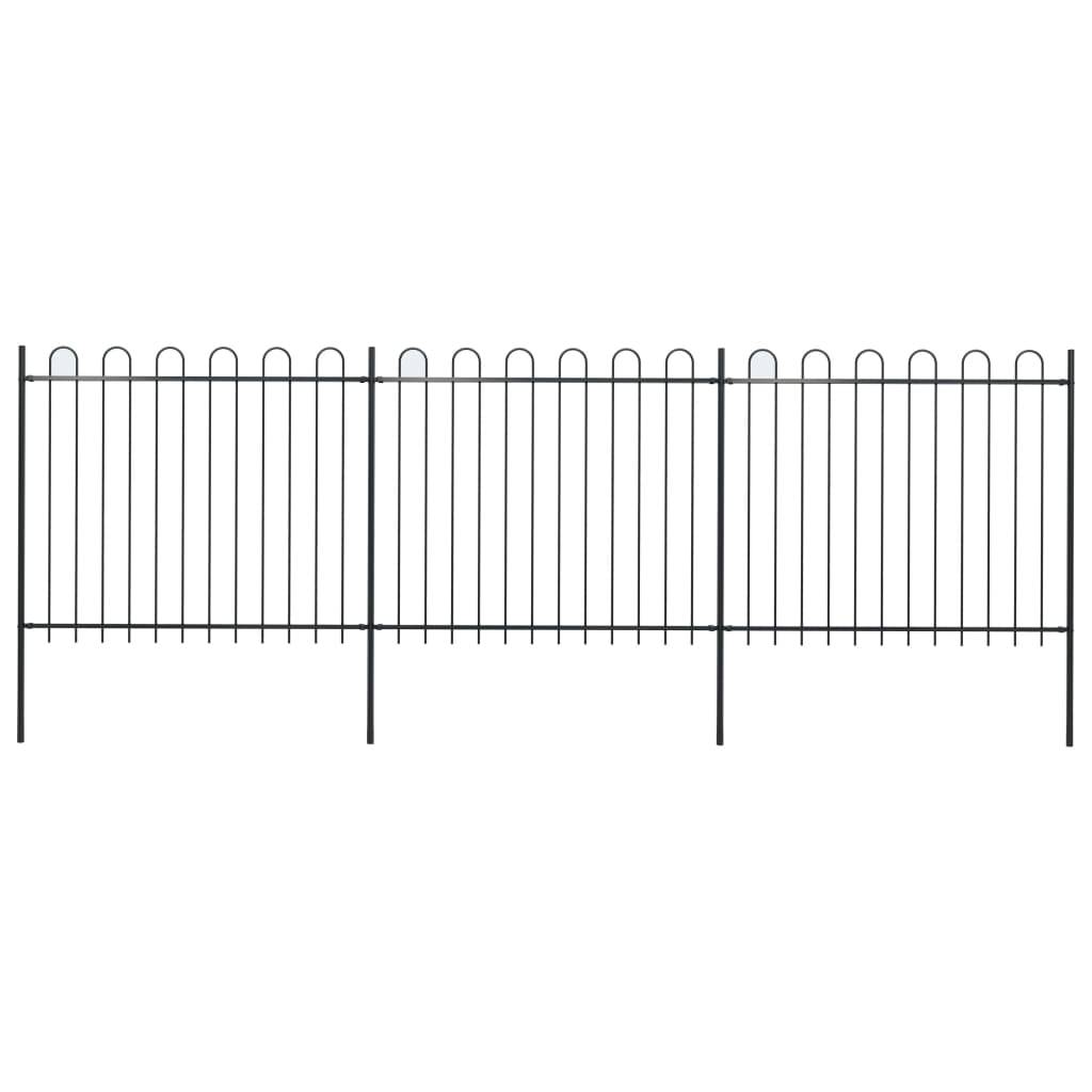 vidaXL Gartenzaun mit Bügel-Design Stahl 5,1 x 1,5 m Schwarz