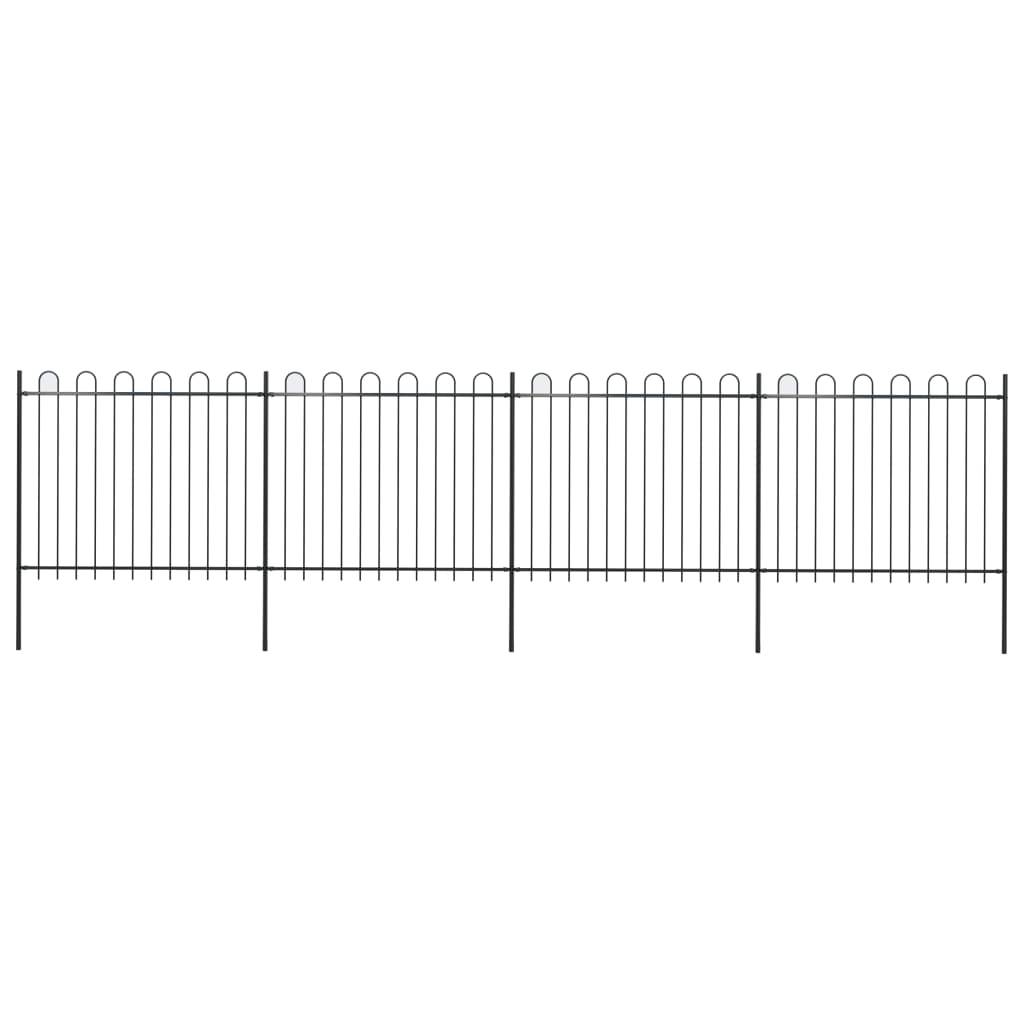 vidaXL Gartenzaun mit Bügel-Design Stahl 6,8 x 1,5 m Schwarz