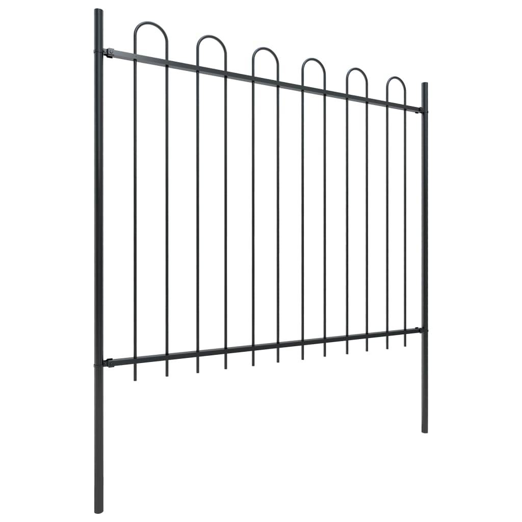 vidaXL Gartenzaun mit Bügel-Design Stahl 1,7 m Schwarz
