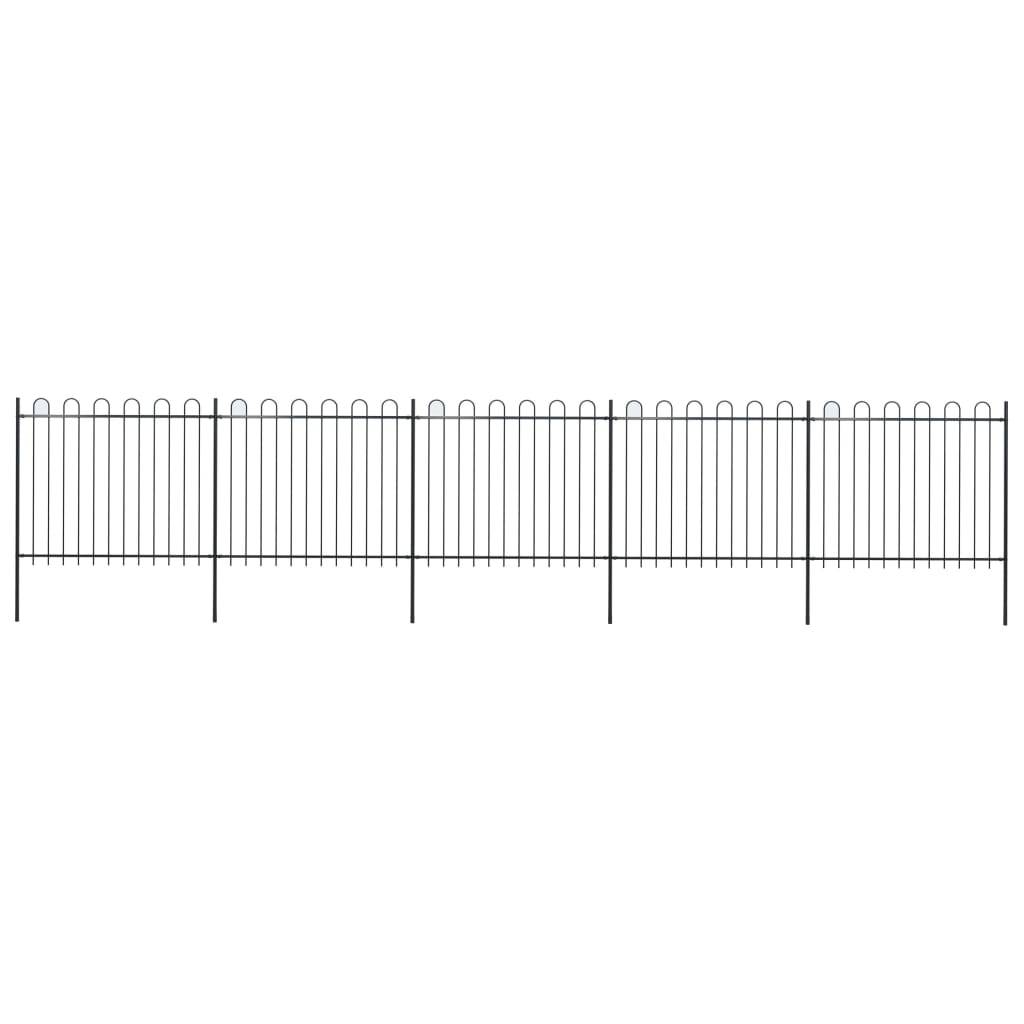 vidaXL Gartenzaun mit Bügel-Design Stahl 8,5 x 1,5 m Schwarz