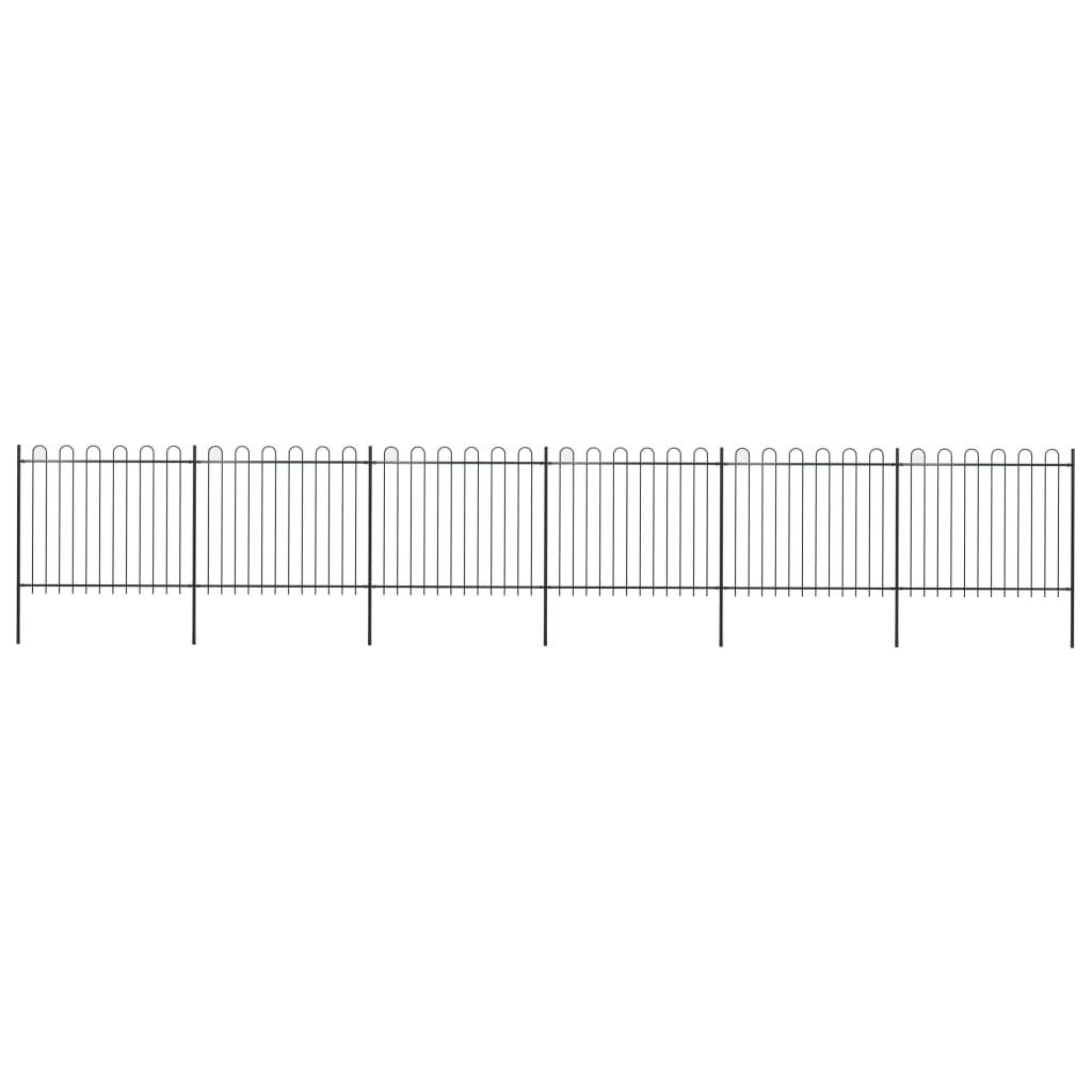 vidaXL Gartenzaun mit Bügel-Design Stahl 10,2 x 1,5 m Schwarz