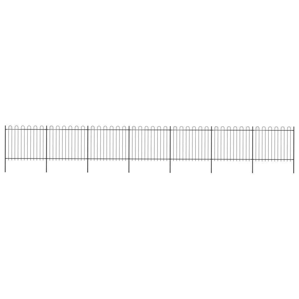 vidaXL Gartenzaun mit Bügel-Design Stahl 11,9 x 1,5 m Schwarz